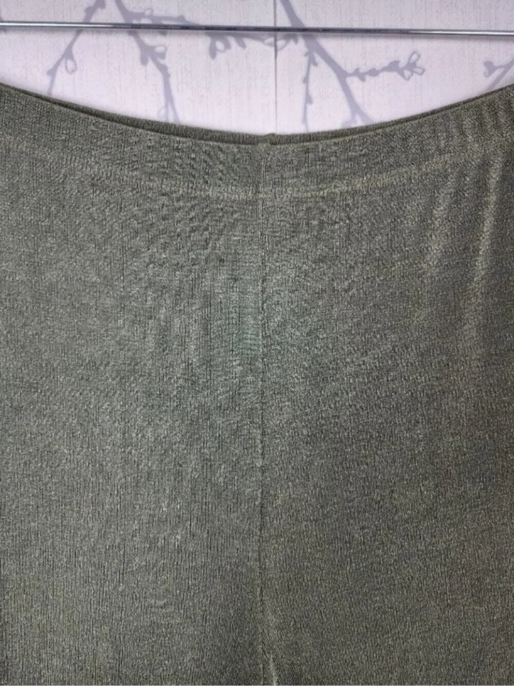Kim & Co Deep Olive Crinkle Elastic Waist Pull On Wide Leg Pants
